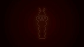 Glowing neon line Larva insect icon isolated on black background. 4K Video motion graphic animation.