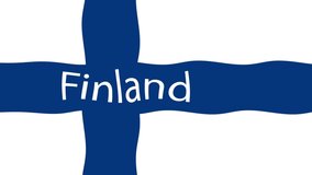 Motion footage background with colorful flag. The flag of Finland.