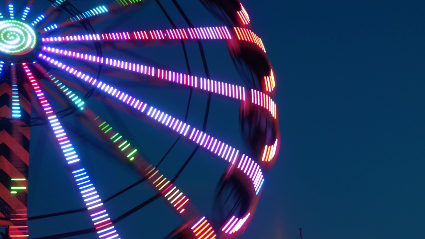 ride wheel at the village fair Royalty-Free Stock Footage #1095238175