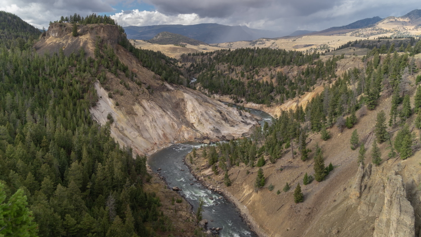 Time Lapse of Calcite Springs in Yellowstone River at Grand Canyon of the Yellowstone National Park, Wyoming