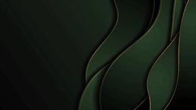 Dark green corporate wavy background with golden lines. Seamless looping motion design. Video animation Ultra HD 4K 3840x2160