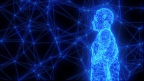 Body scan, digital human figure standing. Biometric scan of human body with data, X-ray of skeleton, Detailed human body turning, Male body scan, 3D X-RAY Scan of Human Anatomy - Powered by Shutterstock - Get 15% off with code: PIKWIZARD15