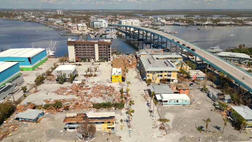 Aerial video Fort Myers FL Hurricane Ian aftermath Royalty-Free Stock Footage #1095255089