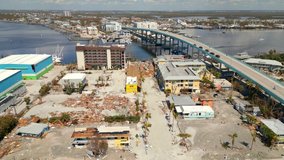 Aerial video Fort Myers FL Hurricane Ian aftermath