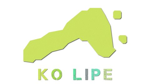 Ko Lipe Map Paper Regions Animated Stock Footage Video (100% Royalty