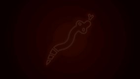 Glowing neon line Snake icon isolated on black background. 4K Video motion graphic animation.
