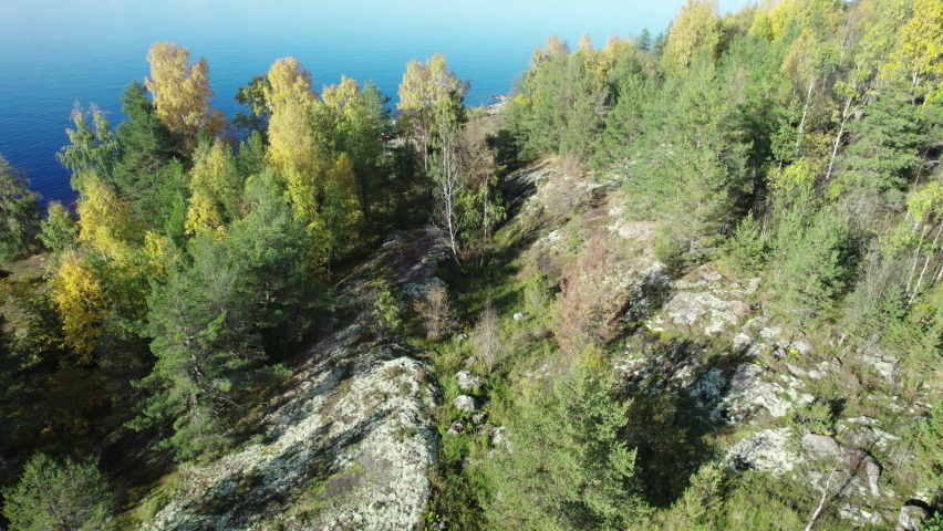 A beautiful island in Lake Ladoga in autumn