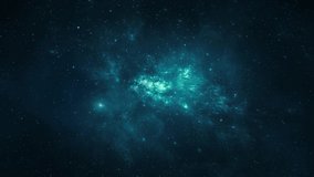 Night sky traveling trough universe filled with stars, nebulae and galaxies - 4k Video