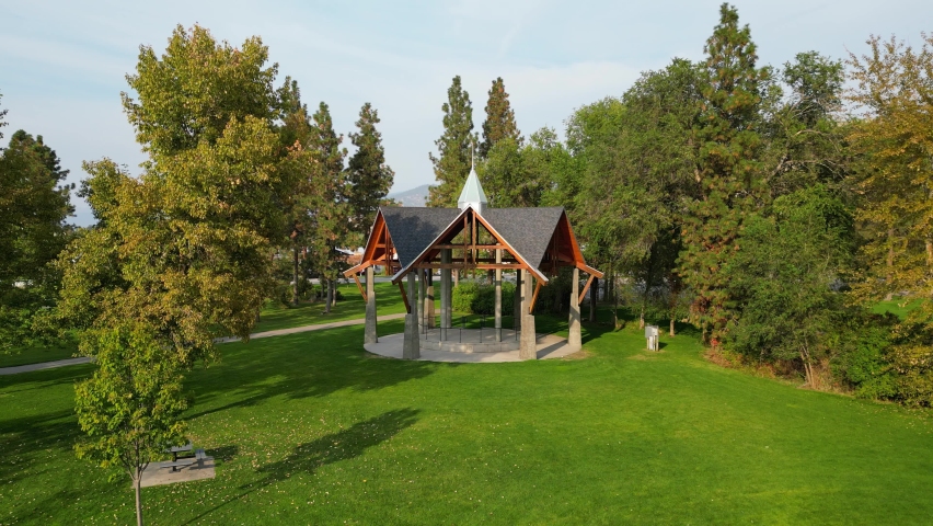 Gazebo in Skaha Lake Park in  Penticton, British Columbia, Canada located in the Okanagan Valley.