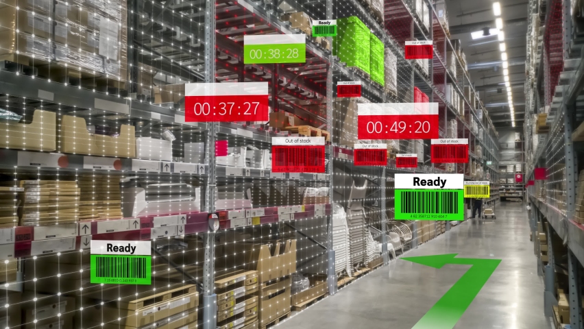 Augmented reality technology system in deft smart warehouse identify package picking and delivery . Future concept of supply chain and logistic business . Royalty-Free Stock Footage #1095274099