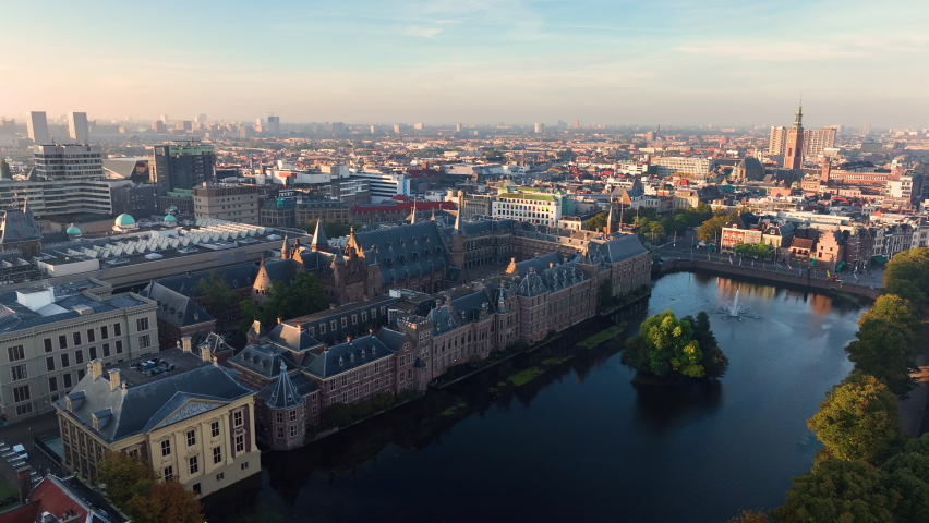 The Binnenhof in Den Haag in an aerial shot. Netherlands