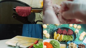Four videos with the preparation of Tortillas prepared and decorated with spinach and beets. Red and green tortillas