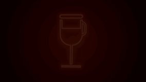 Glowing neon line Irish coffee icon isolated on black background. 4K Video motion graphic animation.