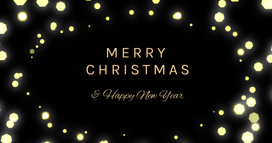 Animation of season's greetings text with flickering lights on black background. New year, christmas, festivity, celebration and tradition concept digitally generated video.