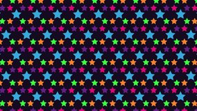 Colorful 2d stars seamless pattern moving background