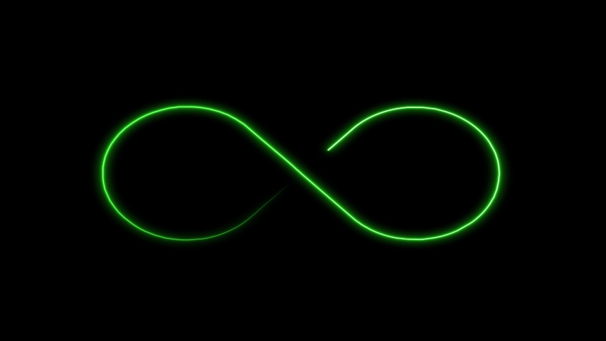 Green neon infinity symbol animation. Abstract Neon Glowing Infinity. On a black background. finity Laser spectrum. Endless animation. Abstract eternity concept. Spiritual concept. Mathematical symbol - Powered by Shutterstock - Get 15% off with code: PIKWIZARD15