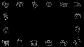 E Commerce and E Shopping Concept Animated 4k Video Frame Design Business and economy concept 4K Motion Video with e commerce Online Marketing, Technology outline icons cloud data social network media - Powered by Shutterstock - Get 15% off with code: PIKWIZARD15