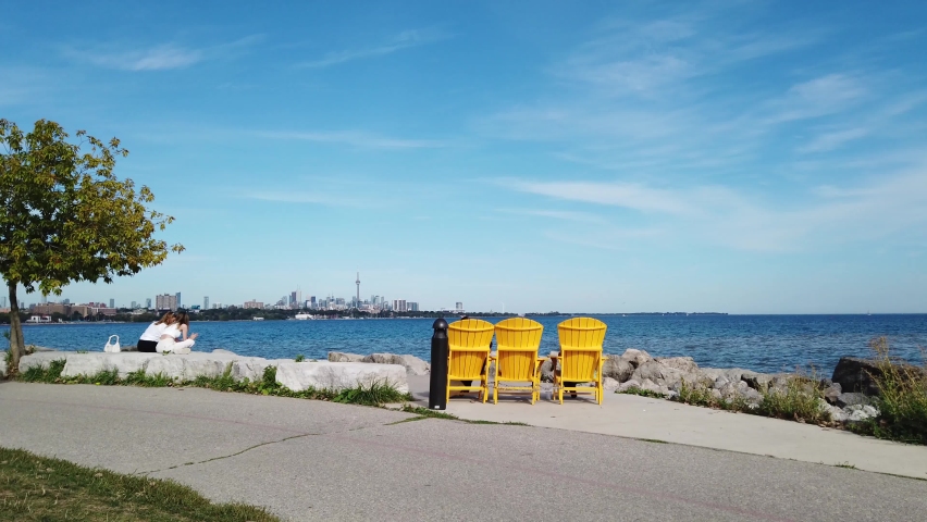 View from the waterfront to downtown Toronto, Canada.