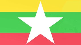 3DCG animation of national flags fluttering in the wind, Myanmar