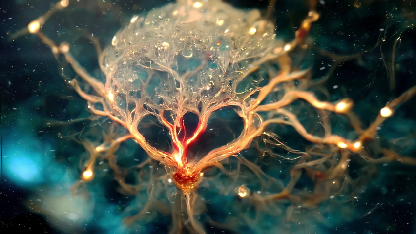 Animation macro close up of a neuron showing the quantum dna ethereal connections to the divine. Royalty-Free Stock Footage #1095329963