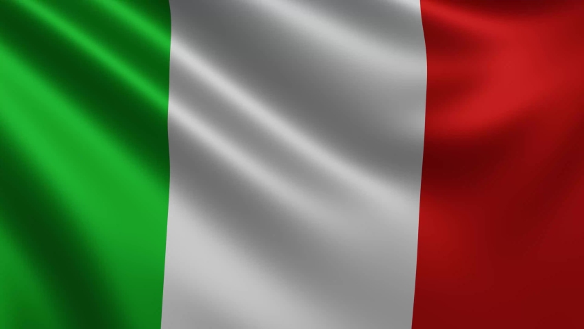 Close-up of the Italian flag waving in the wind. Italian national flag waving 3d, flag of Italy with 4k resolution, the wave of the Italian flag close-up 3d. High quality 4k footage Royalty-Free Stock Footage #1095336541