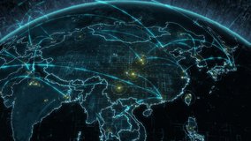 
Futuristic Animation ofSpinning Earth Seen from Space Virtual Digitalization Network Covering the Planet. Global Data Grid Connecting Asia and the Whole World. China main Cities with Connections. IOT - Powered by Shutterstock - Get 15% off with code: PIKWIZARD15