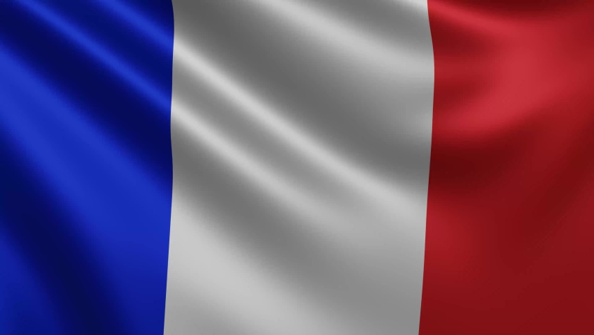 Close-up of the French flag waving in the wind. French national flag waving 3d, France flag with 4k resolution, French flag the wave close-up 3d. High quality 4k footage