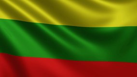 Close-up of the Lithuanian flag waving in the wind. Lithuanian national flag waving 3d, Lithuanian flag with 4k resolution, Lithuanian flag the wave close-up 3d. High quality 4k footage