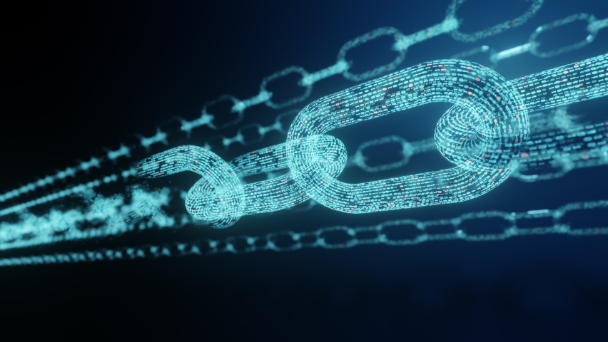 Block chain concept - Chain consists of network connections.Block chain.Crypto currency,cryptocurrencies,Fintech,Blockchain and 3D wireframe chain with digital code concept.