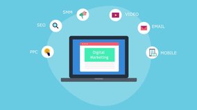 Digital marketing strategies, SEO, Social Media, Content, Email, PPC - managing digital marketing campaign - 2d animation video clip - Powered by Shutterstock - Get 15% off with code: PIKWIZARD15