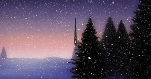 Animation of -30 percet text over christmas tree and winter landscape. Christmas, sale, shopping and retail concept digitally generated video.