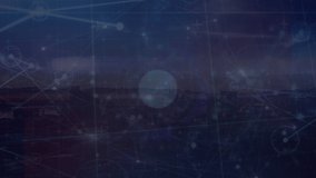 Animation of network of connections with data processing over cityscape. Technology, online security and digital interface concept digitally generated video. - Powered by Shutterstock - Get 15% off with code: PIKWIZARD15