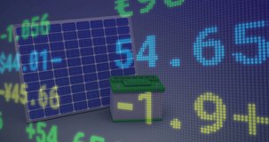 Animation of financial data processing over solar panel. Global business and data processing concept digitally generated video. - Powered by Shutterstock - Get 15% off with code: PIKWIZARD15