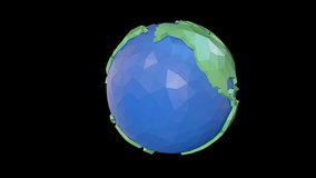 Low Poly Planet Earth and Satellite animation.Full HD 1920×1080.10 Second Long.Transparent Alpha video.