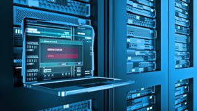 Server Error Warning Error Alert Text on Computer Screen Entering Login And Password on server racks data center room Internet. Data center and server room. Data storage and exchange. 3D Illustration - Powered by Shutterstock - Get 15% off with code: PIKWIZARD15