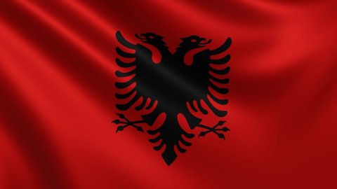 Albanian Flag Fluttering Wind Closeup Albanian Stock Footage Video (100 ...