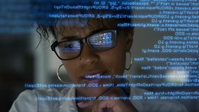 
Lateral Dolly Focused Young African American Software Developer or Engineer  Working on Computer, Line of Program Code Projected on His Face and Reflecting. Augmented Reality Machine Learning Data Al - Powered by Shutterstock - Get 15% off with code: PIKWIZARD15