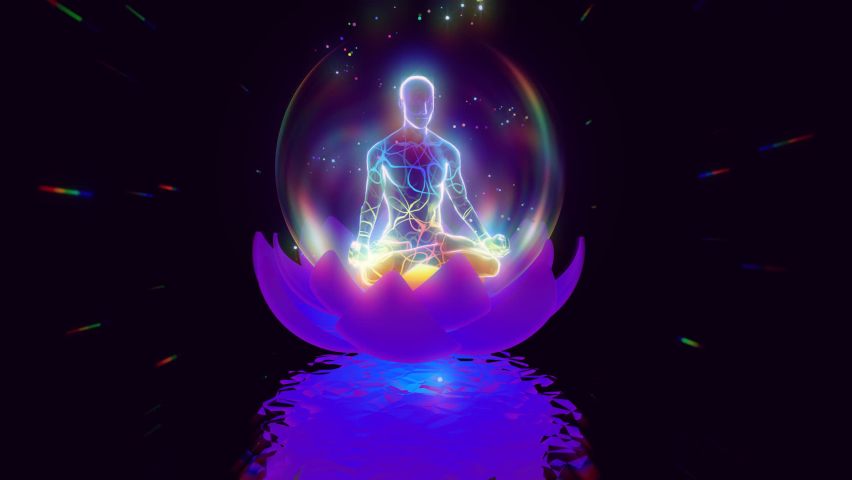 Looped 3d animation of a demiurge meditating in a lotus | Shutterstock HD Video #1095383043