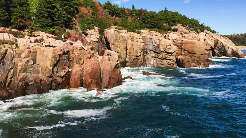 Acadia National Park coastline in autumn colors