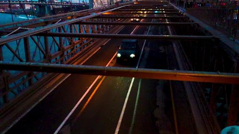 Traffic Along Bridge Night Super Slow Stock Footage Video (100% Royalty ...