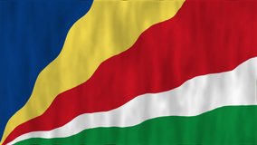 Flag of The Seychelles. The texture of the fabric. High quality looped video footage. 4K HD