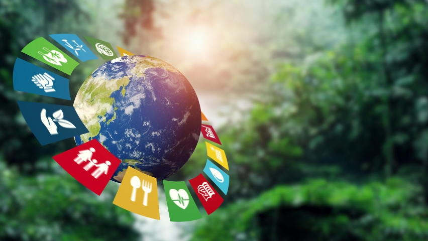Sustainable development goals concept. SDGs. Environmental technology. Royalty-Free Stock Footage #1095408359