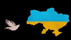 Plasticine claymotion stop motion animation. The white dove of peace flies past the outline of the map of ukraine on a black background. Peace support in Ukraine, stop war. Blue yellow flag of Ukraine - Powered by Shutterstock - Get 15% off with code: PIKWIZARD15