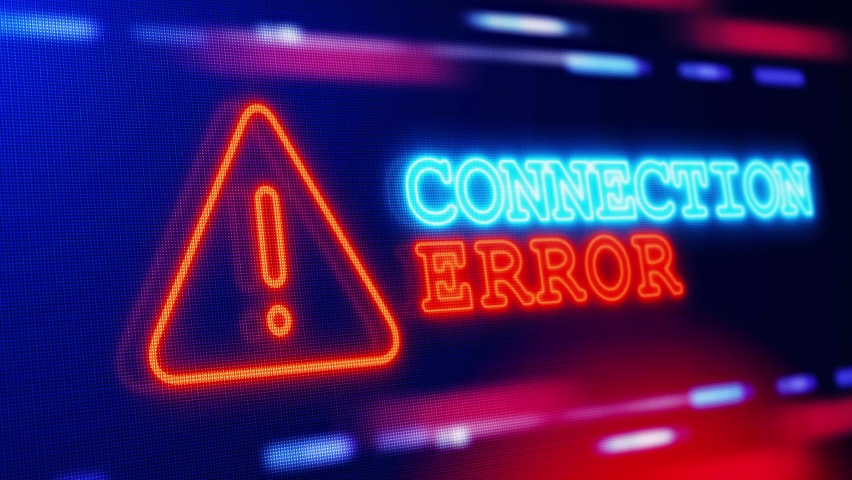 Connection Error Warning Alert Screen loop Blinking glitch Error Animation. Page not found. 404 Accident crash Information Technology. No signal. Critical error message. Cyber Crime. 3D Illustration Royalty-Free Stock Footage #1095416595