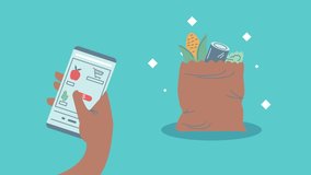 smartphone with groceries ecommerce animation ,4k video animated - Powered by Shutterstock - Get 15% off with code: PIKWIZARD15