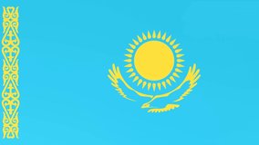 3DCG animation of national flags fluttering in the wind, Kazakhstan