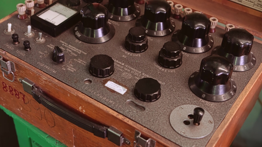 An old device for measuring the electrical parameters of the network. Shooting vintage equipment