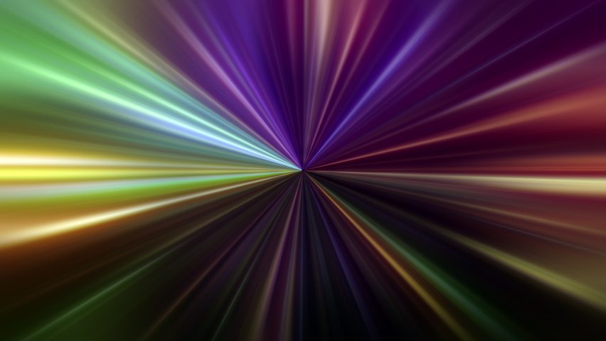 Abstract creative loop colorful multicolored radial shine rays flare light spin radial for technology and communication background. Speed of multicolored light, neon glowing rays in motion. 