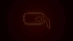 Glowing neon line Car rearview mirror icon isolated on black background. 4K Video motion graphic animation.