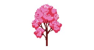 Pixel tree video. Pixel art 8 bit. Pixel animation for video game, old school style. 